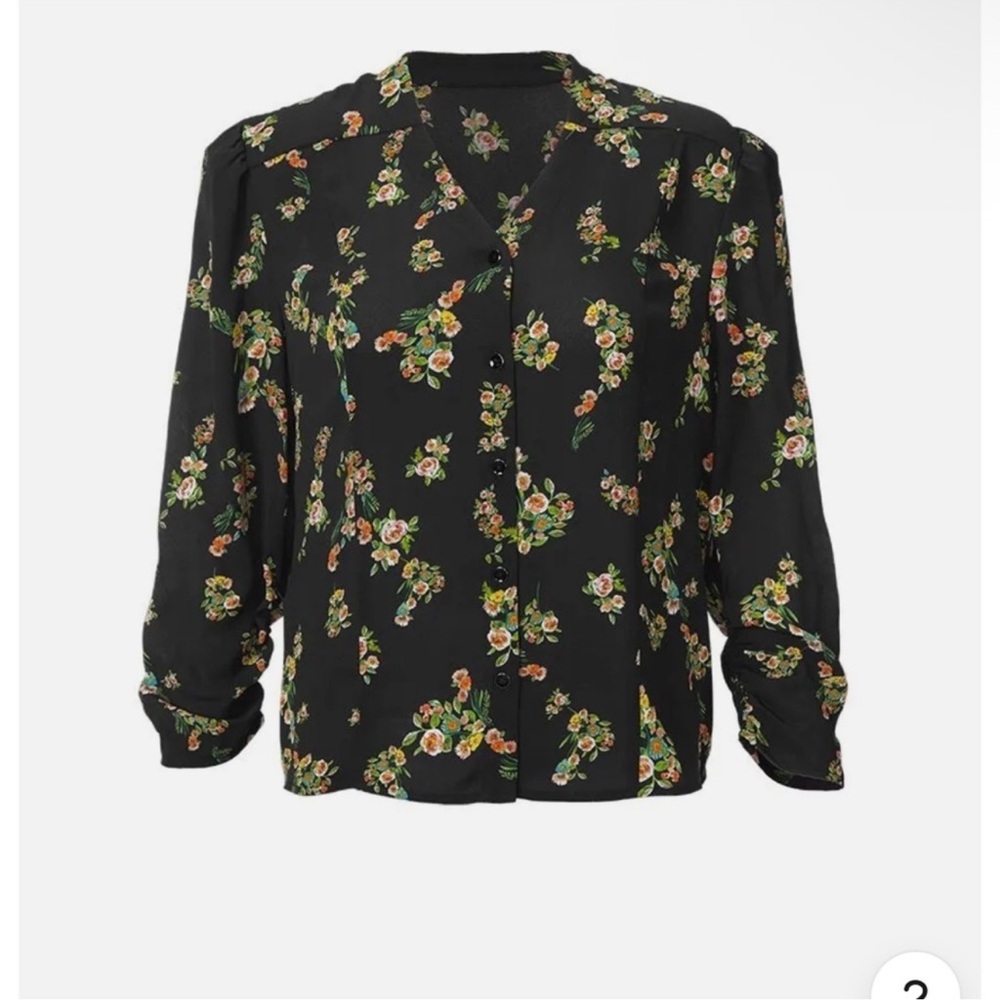 CAbi Ovation Top Floral 3/4 Sleeves Button Up Blouse #4534